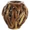15.5" Brown Teak Wood Handmade Live Edge Tree Branch Vase